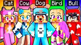 10 FRIENDS on one ANIMAL BLOCK in Minecraft!