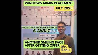 Rahul Placement Review For Windows Server - Offer Continues At Awdiz For All Its Placement Courses