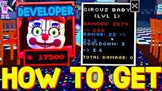 HOW TO GET THE ARG 1 QUEST CLUES & CIRCUS BABY DEVELOPER SHOWCASE in FIVE NIGHTS TD! ROBLOX