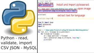 Python read validate and import CSV JSON file to MySQL