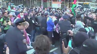 Pro-Palestinian protesters clash with NYPD in Lower Manhattan