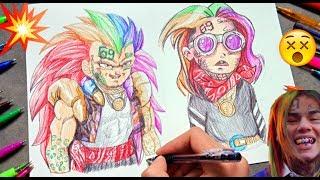 Drawing 6IX9INE in 3 different ART styles using ballpoint pens