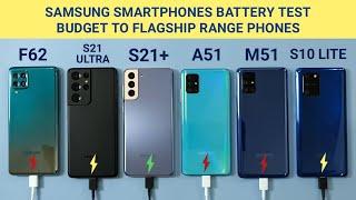 Samsung F62 vs S21 Ultra vs S21 Plus vs A51 vs M51 vs S10 Lite Battery Charging Speed Test