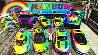 GTA 5 - Stealing Luxury Rainbow Cars With Michael | (GTA V Real Life Cars #75)