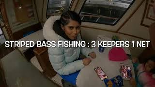 Striped Bass Fishing aboard Brooklyn’s Seaqueen VII- 3 KEEPERS 1 NET!!!