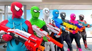 Top New Pro 7 SPIDER-MAN in 1 House...?? | Hey All SuperHero , Go To Trainning Nerf Gun !!