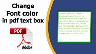 How to change font color in a pdf text box using adobe acrobat pro dc