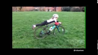 Ruby Isaac doing a superman on her bike....