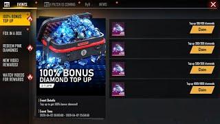 100% Bonus Diamond Top Up Event Full Details || Get Up to 1000 Diamonds in Free Fire New Topup Event