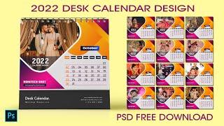 New Desk Calendar 2022 design Template PSD  Download Free | 2022 New Update