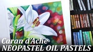 Trying out the Caran d'Ache NEOPASTELS oil pastels // Painting white lilies