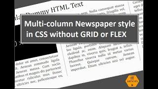 Newspaper style with multicolumn css style - without Grid or Flex | IT Articles