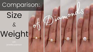 Diamond carat size comparison | On the hand | 0.25ct to 2.00ct weight (0.50ct 0.70ct 0.80ct 0.90ct)