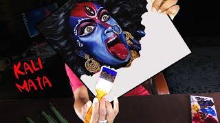 Angry Kali Mata Painting with Acrylic Colour