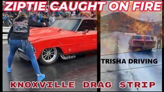 J J DA BOSS ZIPTIE CATCHES ON FIRE IN KNOXVILLE DRAGSTRIP