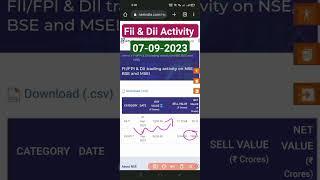 Fii/FPI & DII Trading Active 07-09-2023 #trending #viral #shorts #share #FIIDII #Fiis