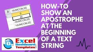 How-to Show an Apostrophe at the Beginning of a Text String in Excel