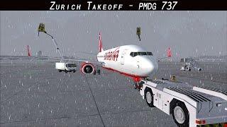 FSX 2015 - Heavy Snow Zurich Takeoff - PMDG 737 - Air Berlin - Cockpit View