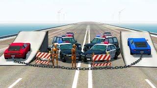 HIGH SPEED POLICE ROAD BLOCK BUSTING! - BeamNG Drive Crash Test Compilation