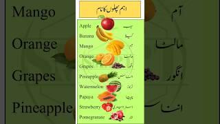 Top 10 Common Fruit Names in English with Urdu Translation | Learn Fruits Vocabulary