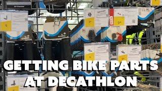 Shopping for bike parts at Decathlon, Singapore.