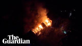 Ukraine: drone footage shows burning buildings after Russian strike on Mykolaiv