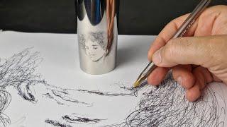 Drawing Face in Mirror Reflection | Amazing Anamorphic Art