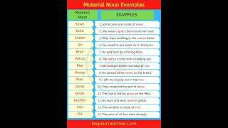 List of material noun with examples.....