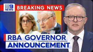 Michele Bullock named new RBA governor as Philip Lowe departs | 9 News Australia