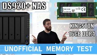 Synology DS920+ NAS Kingston 16GB Memory Test