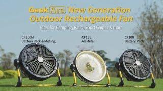 Geek Aire CF100M Portable Outdoor Rechargeable Battery Powered Fan with  Misting Feature