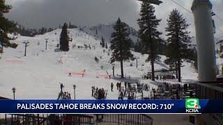 Palisades Tahoe breaks a snow record. Here's where Sierra snow totals stand now