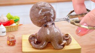 Mimi Help Me!  Cooking Miniature Stir Fried Octopus With Chili Sauce Tiny KitchenTina Mini Cooking