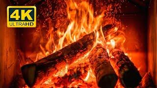  4K Fireplace Ambience (12 HOURS). Fireplace with Burning Logs and Crackling Fire Sounds