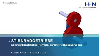 Stirnradgetriebe (Konstruktionstabellen, Formeln, parametrische Baugruppen)