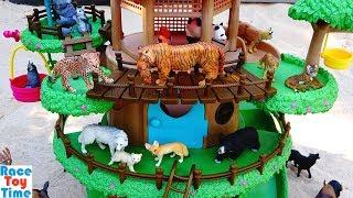 Toy Jungle and Forest Animals in the Treehouse Playset For Kids