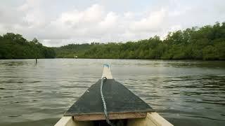 The Nose of Canoe Sailing on the River