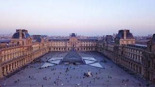 Louvre museum by drone in 4k