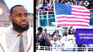 LeBron James emotional after making history as first male NBA flag bearer for USA at 2024 Olympics!