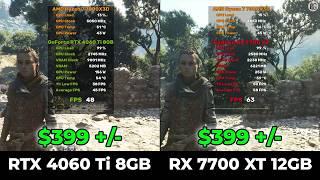 GeForce RTX 4060 Ti 8GB vs Radeon RX 7700 XT 12GB - Same Price, Which is Better?