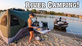 Camping Below A MASSIVE SPILLWAY in the middle of The LARGEST RIVER in the U.S!!! (Camp & Cook!!!)