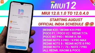 OFFICIAL INDIA - MIUI 12 OFFICIAL INDIA OTA SCHEDULE STARTING NOW  MIUI 12 OFFICIAL INDIA SCHEDULE