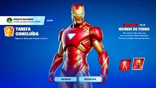 RESGATE! NOVA *SKIN GRÁTIS do HOMEM DE FERRO* para TODOS no FORTNITE TEMPORADA 4!