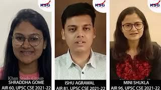 SHRADDHA GOME (AIR 60) | ISHU AGRAWAL (AIR 81) | MINI SHUKLA (AIR 96) | Topper's Views | KSG India