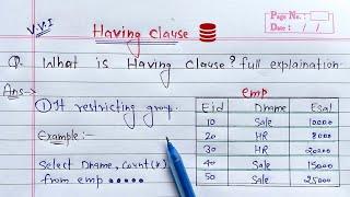 having clause in sql | Oracle Database