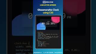 Glassmorphic Clock using CSS!#cssbeginners #html #css #javascript #js #webdeveloper #webdev #coding
