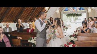 Hermosa boda campestre | Video de boda Medellín | Cami y Fer | Novia canta en iglesia | Bodas 4K