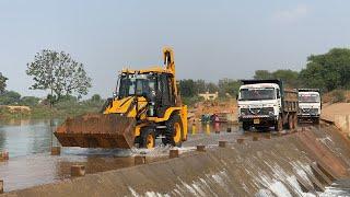 JCB 3dx Backhoe Making Pond with 2 Tata Truck For Making Fishing Farming Pond