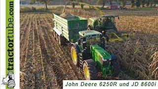 Neuer John Deere 6250R und JD 8600i beim Maishäckseln 2017 - Greving Landmaschinen - corn chopping