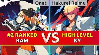 GGST ▰ Onet (#2 Ranked Ramlethal) vs Hakurei Reimu (Ky). High Level Gameplay